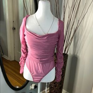 Princess Polly Pink Ruched Long Sleeve Bodysuit